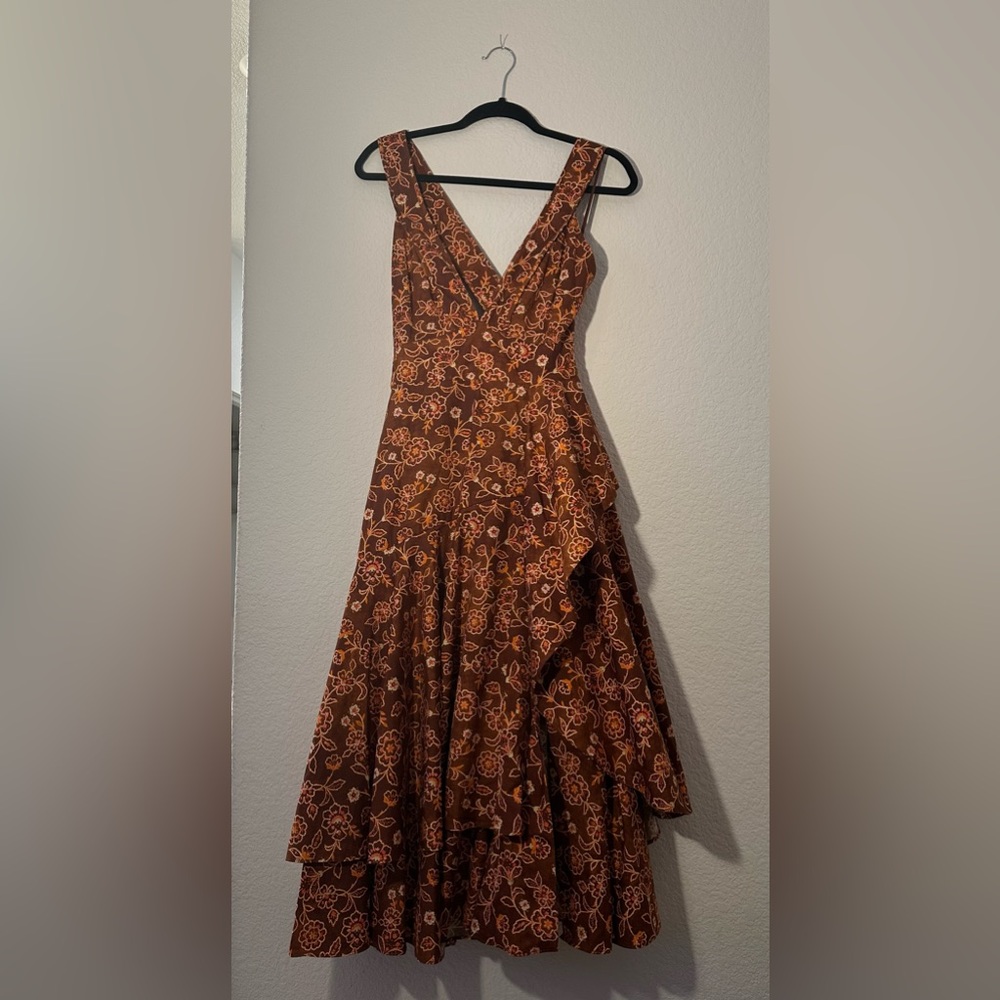 J.Crew floral plunge neck , V-nackline,  midi Dress